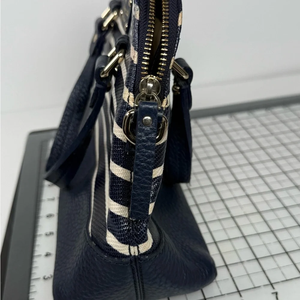 Kate Spade Navy and White Striped Royal Blue Satchel. Slight edge wear. - Picture 7 of 10